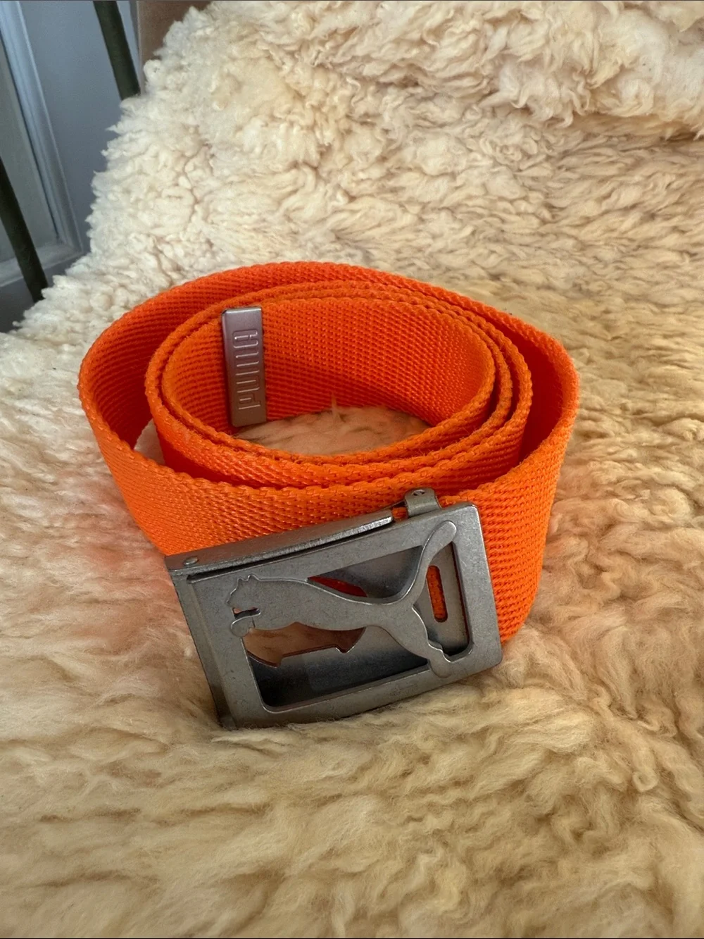 Y2K Puma Orange Canvas Belt